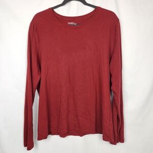 Time &‎ Tru Womens XXL Long Sleeve Shirt Red Fall Winter Top Size 20